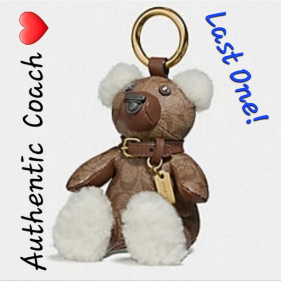 🔥FIRE SALE🔥🧸👜 NWT‼️ Coach Bear Bag Charm in Iconic Signature Canvas Print - Picture 1 of 5
